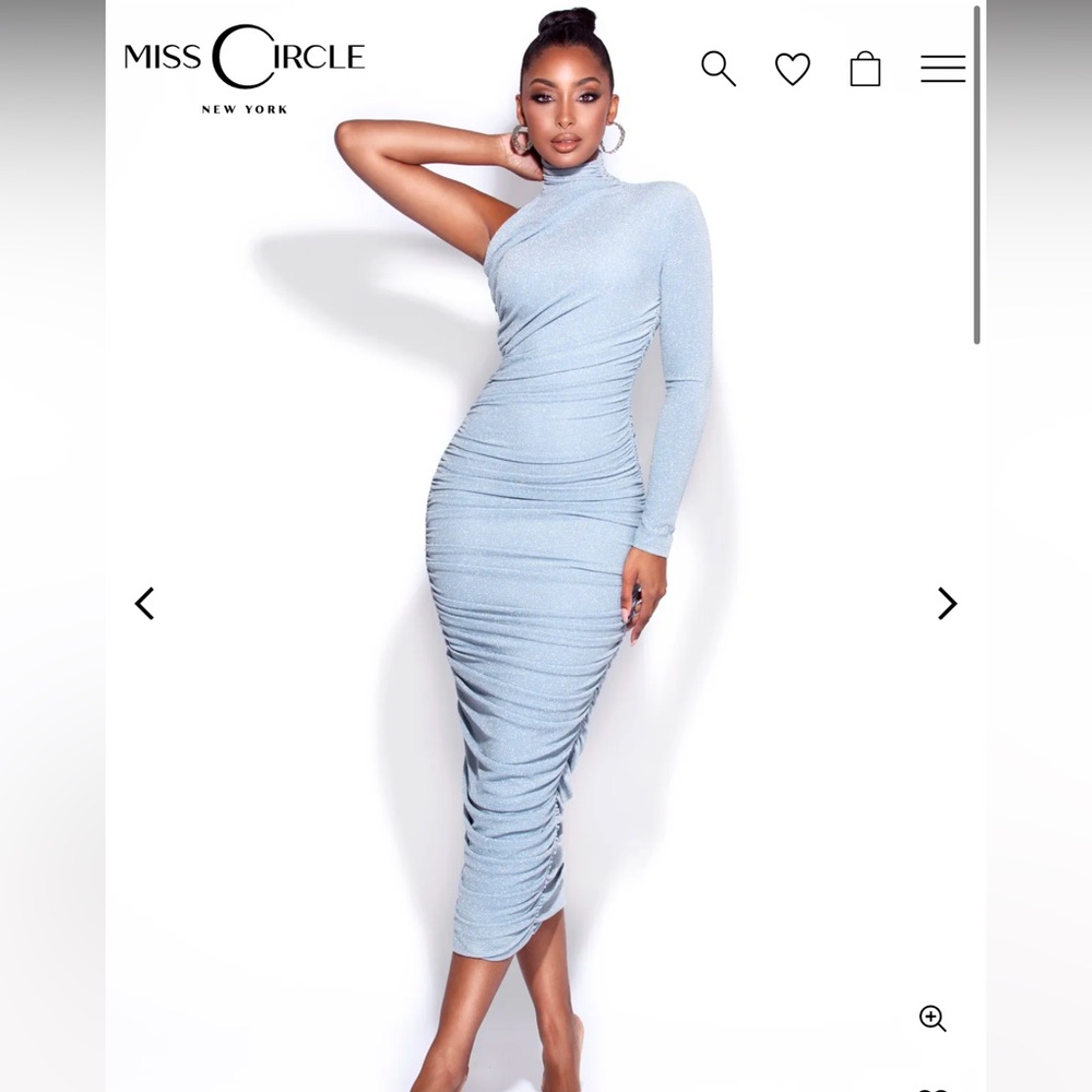 Peyton light, blue rouge, pencil dress one shoulder